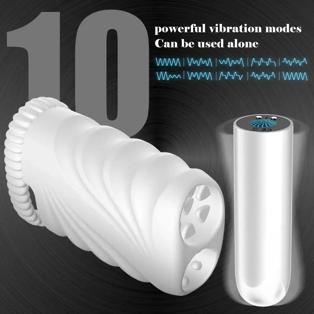 10 Mode Cordless Masturbator for Men Soft Vibrating Cock