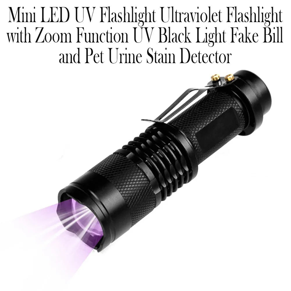 Vibe Geeks Mini LED Zoomable UV Flashlight Ultraviolet