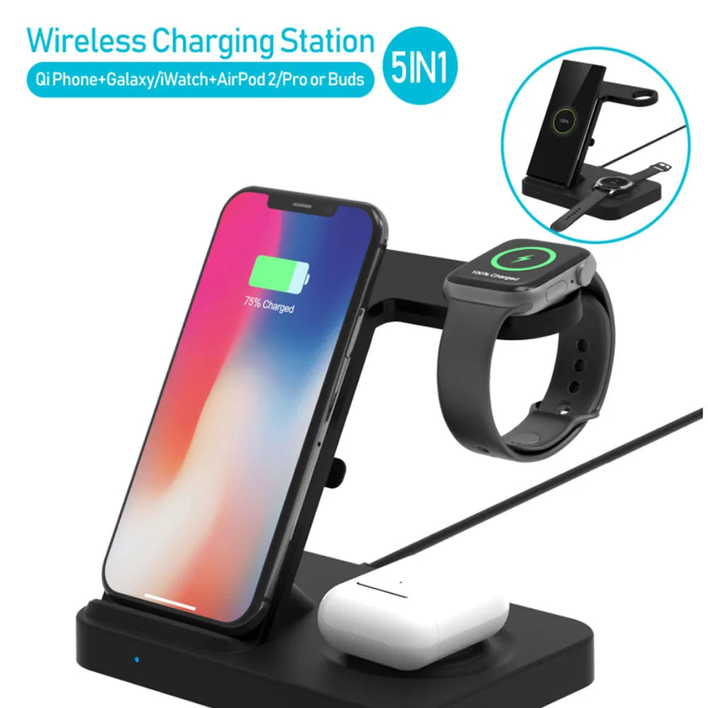 Vibe Geeks 3 - in - 1 Qi Enabled Wireless Charging Station