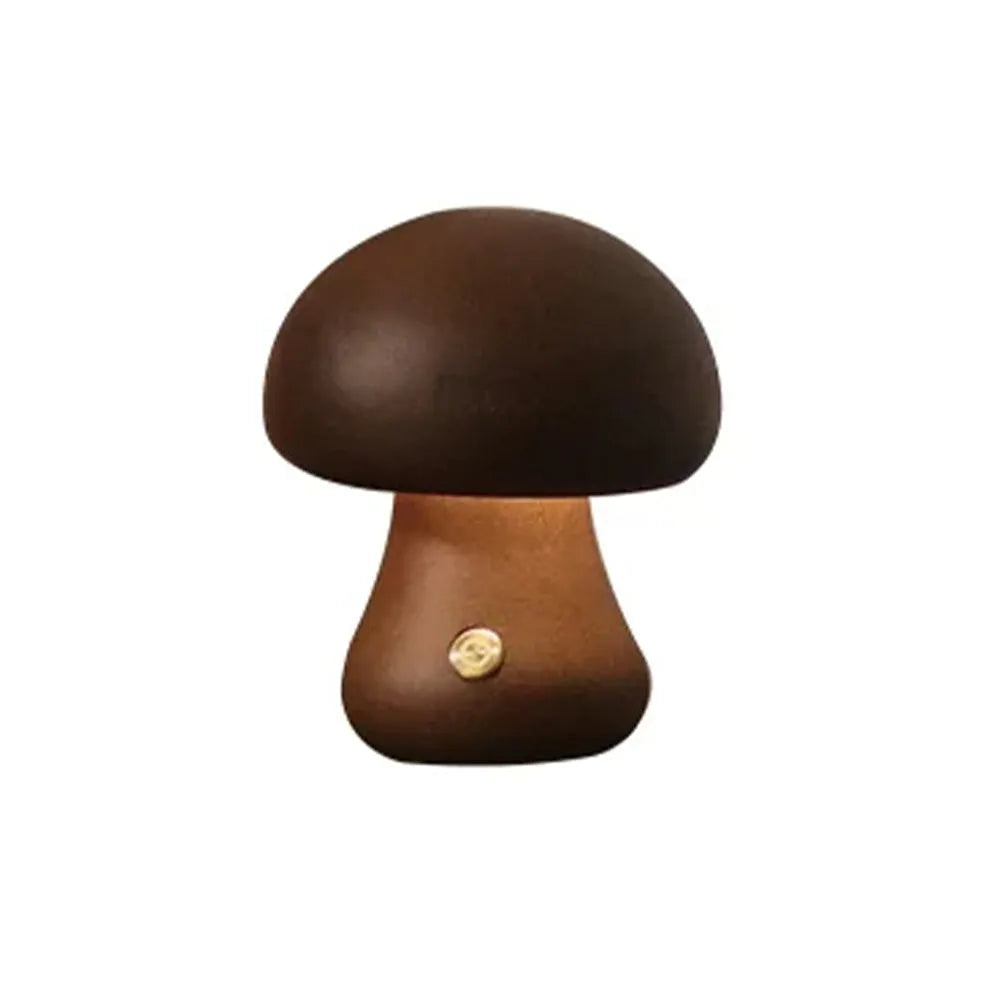 Vibe Geeks Wooden Mushroom Led Usb Rechargeable Night Light