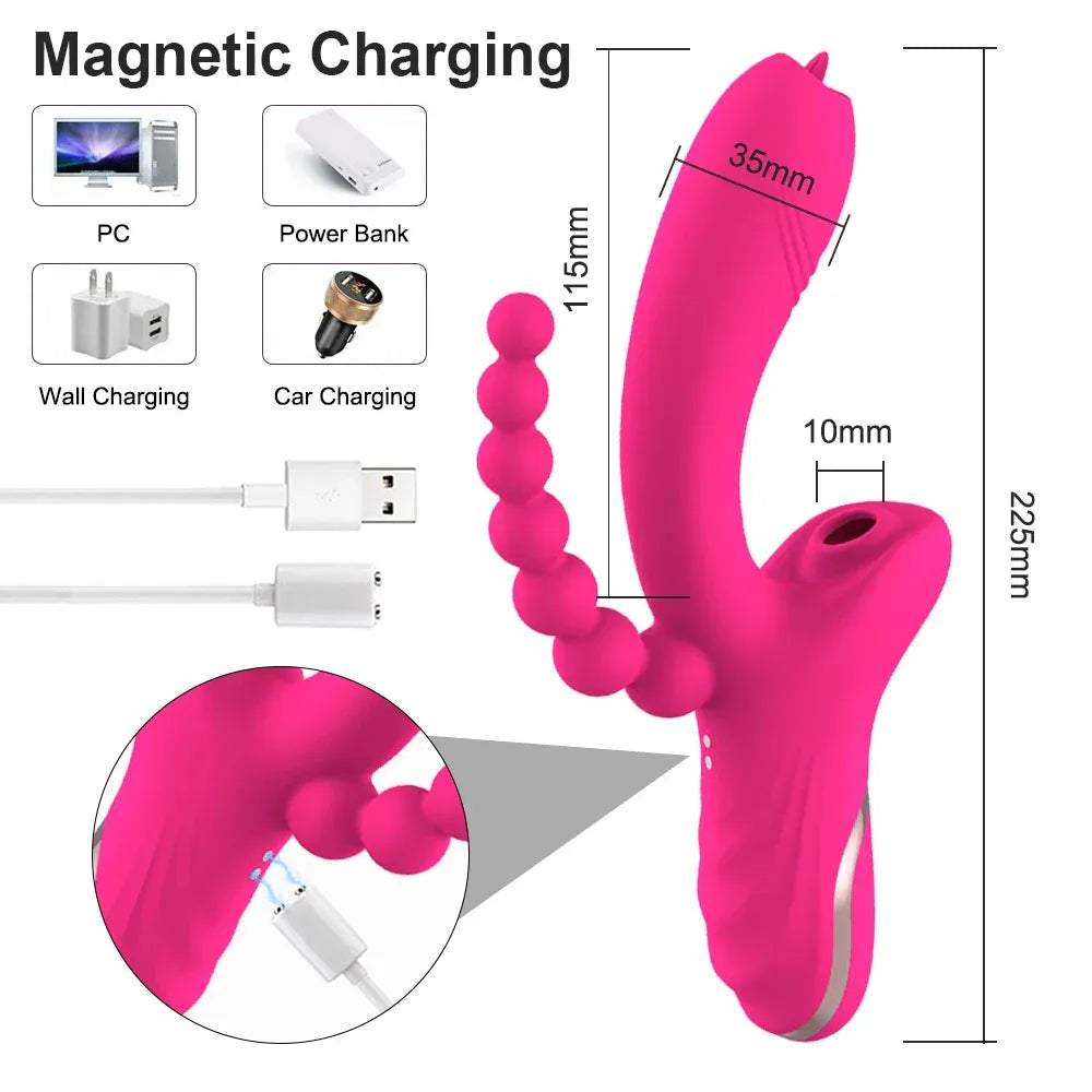3 In 1 Clit Sucking Vibrator for Women G Spot Vagina Anal