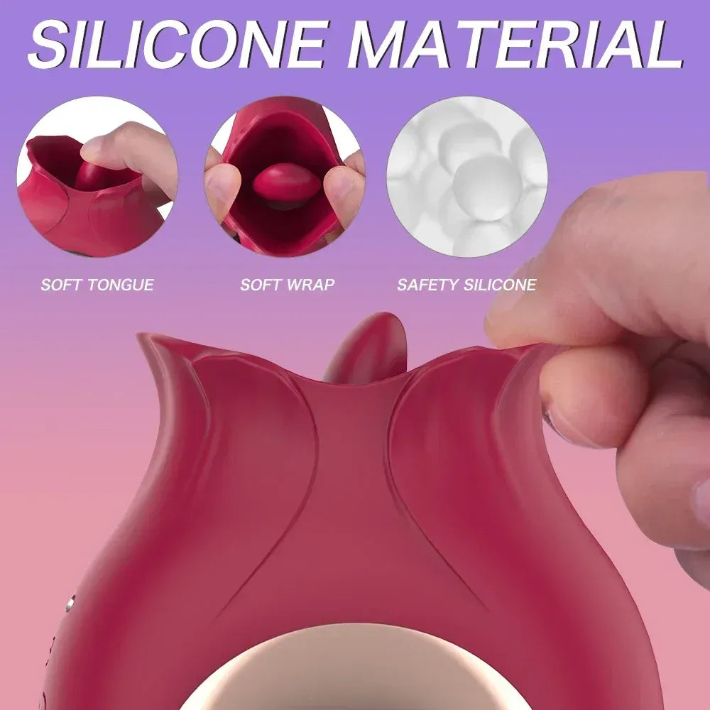 9 Mode Waterproof Licking & Vibrating Rose Toy For Women