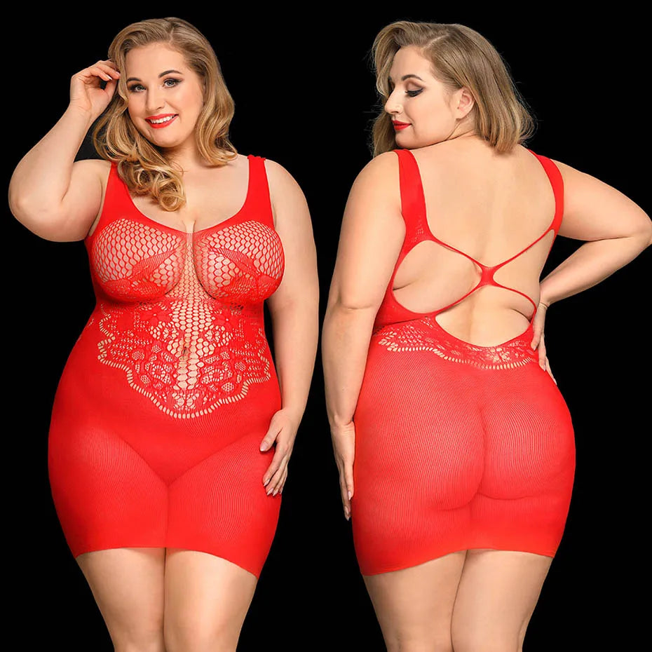 Alluring Lace Bodysuit Sheer Plus Size Lingerie For Women