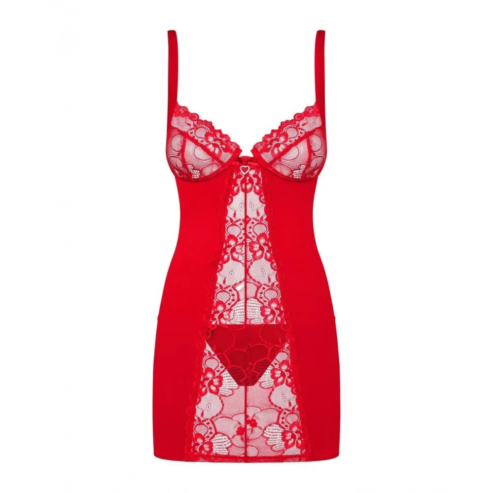 Babydoll By Obsessive Heartina Red Xxl/Xxxl