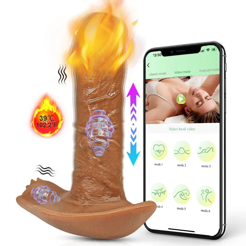 Bluetooth Thrusting Dildo with Heat for Women