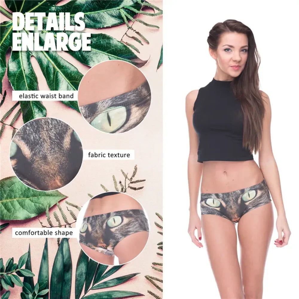 DeanFire Kawaii 3D Panties Women Underwear Wild Cat Green
