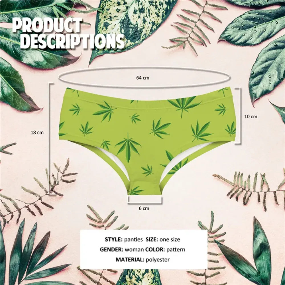 DeanFire Super Soft 3D Panties Women Underwear WEED GREEN