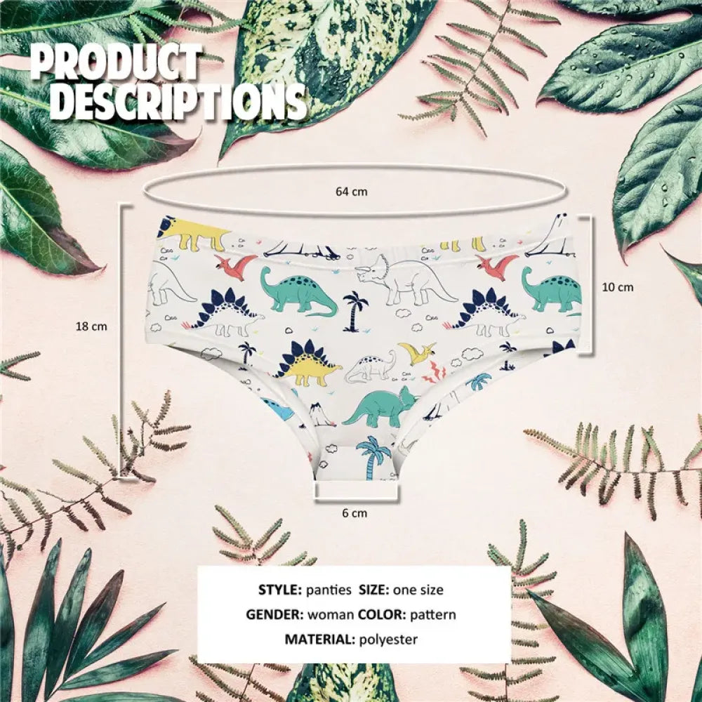 DeanFire Super Soft Women 3D Panties Underwear DINOSAURS