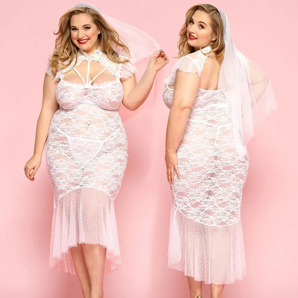 Plus Size Lace Wedding Lingerie Alluring Role Play Outfit