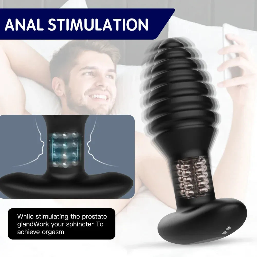 Remote Control Prostate Massager With Rotating Beads